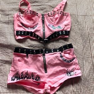 Two piece baby pink biker set💗